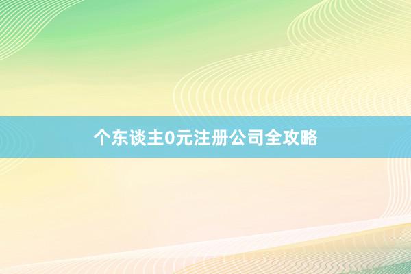 个东谈主0元注册公司全攻略