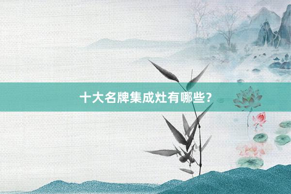 十大名牌集成灶有哪些？